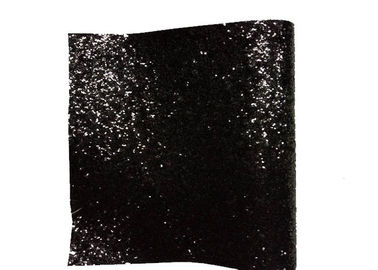 Chiny Tkanina PU Textile Chunky Glitter Fabric Wallings Czarna tapeta 25cm * 138cm fabryka